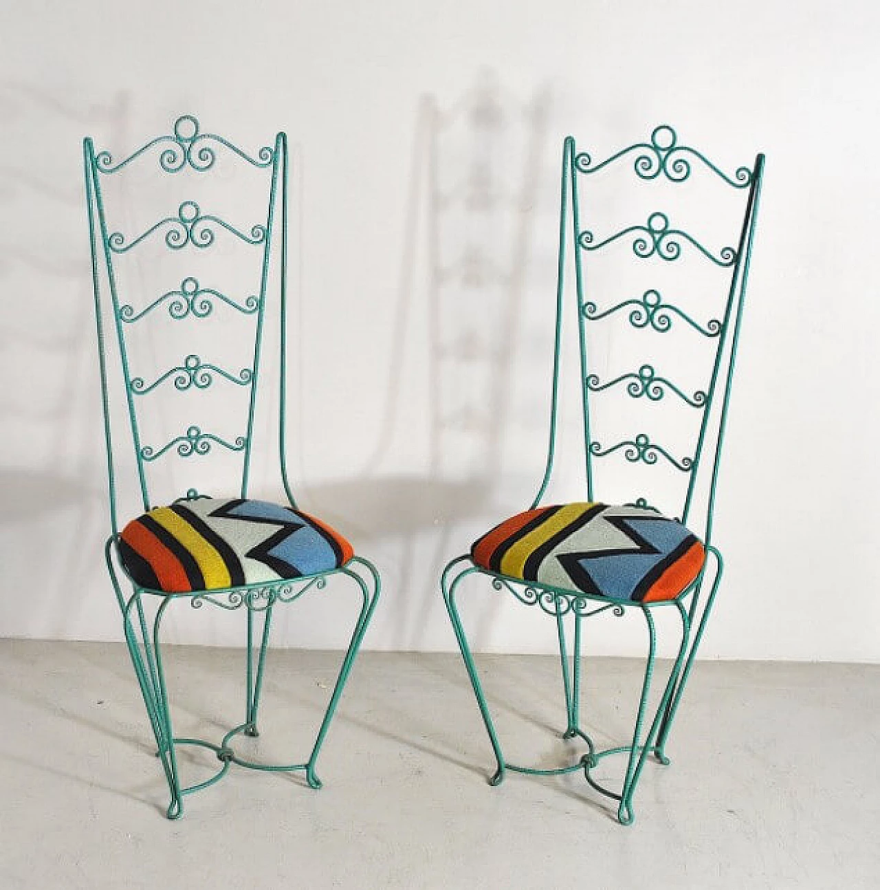 Pair of Chiavari chairs in wrought iron, 60s 1233907