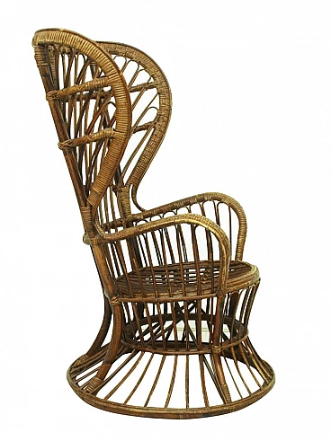 Italian armchair in wicker attributed to Ponti & Carminati, 50s