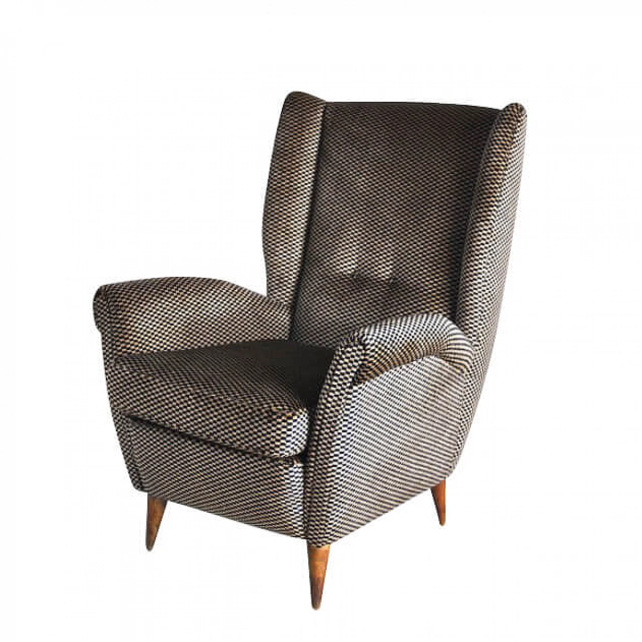 Armchair in the style of Gio Ponti in walnut and velvet by ISA Bergamo, 50s 1234022