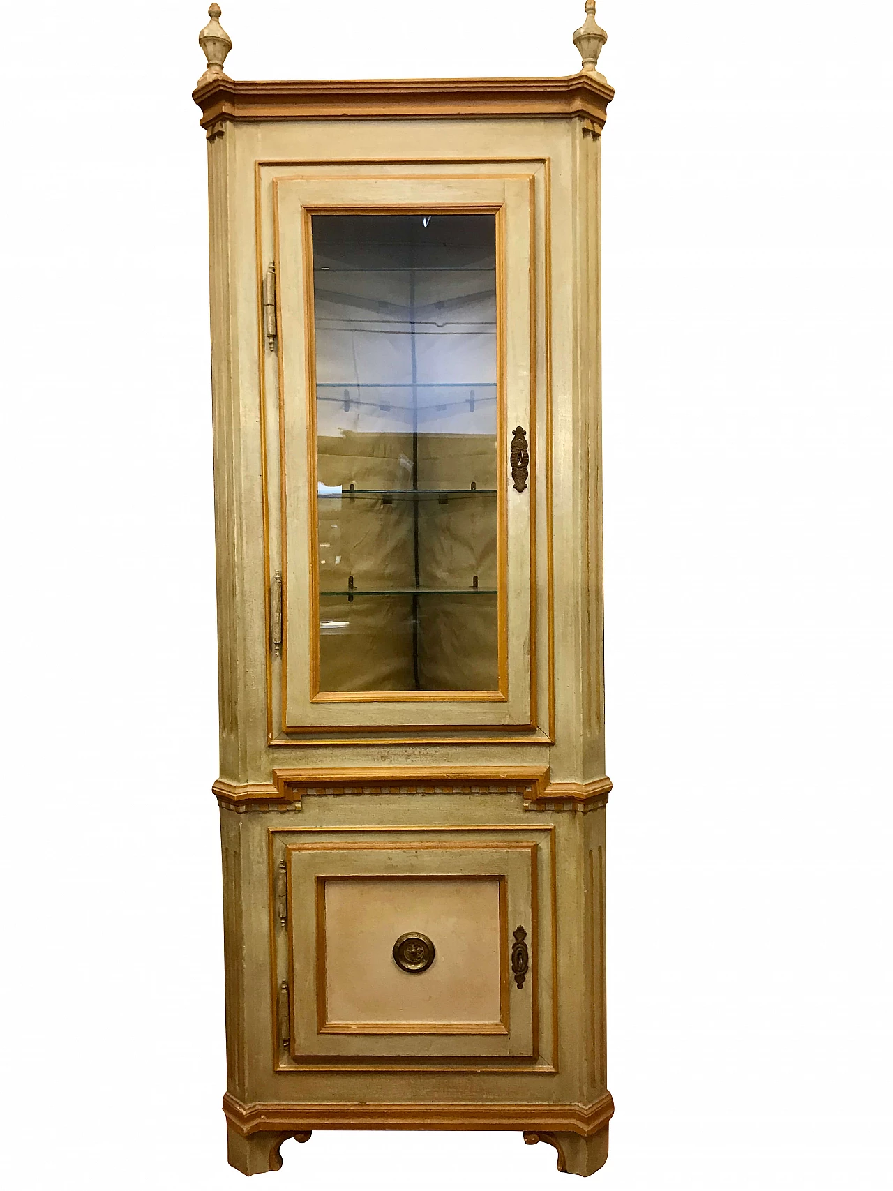 Angoliera a vetrina Piemontese Luigi XVI in legno laccata, originale '700 1234146