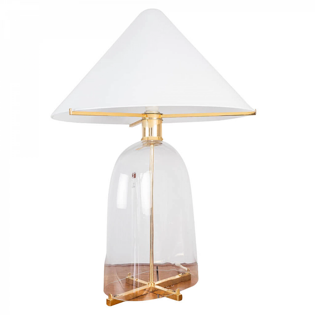 Oval table lamp in Murano glass and gilded steel by Carlo Moretti, 70s 1234473