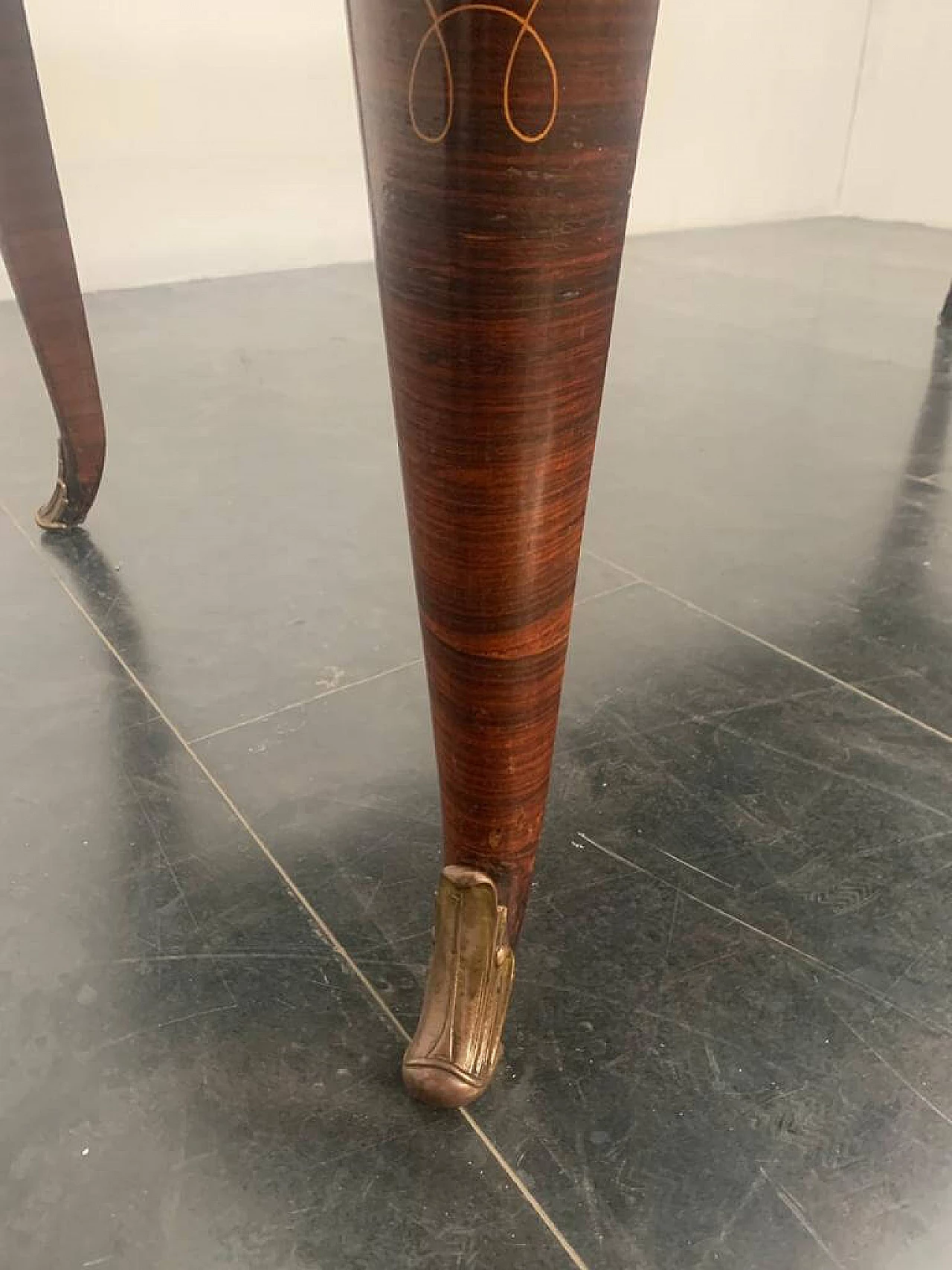Table in inlaid rosewood, elm, bronze and glass top by Jannace & Kovacs, 40s 1234524