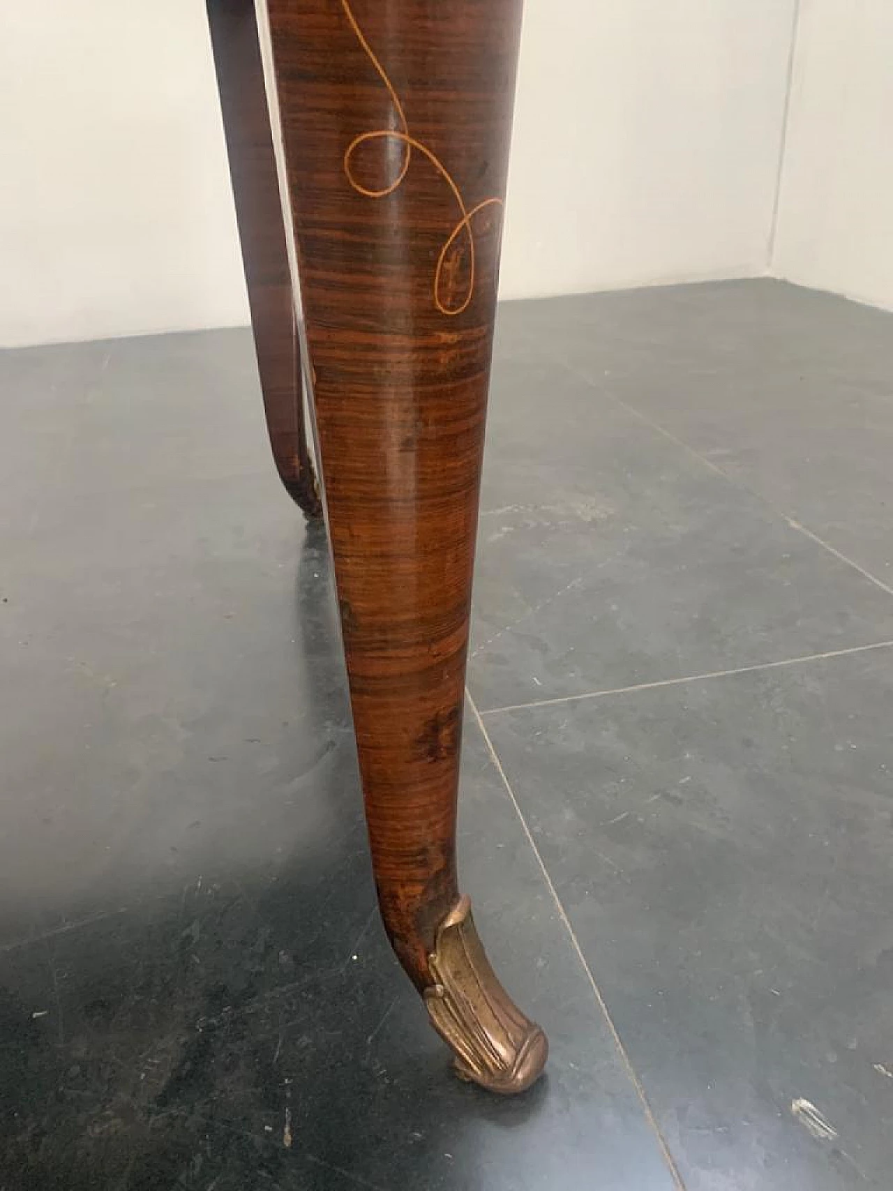 Table in inlaid rosewood, elm, bronze and glass top by Jannace & Kovacs, 40s 1234525