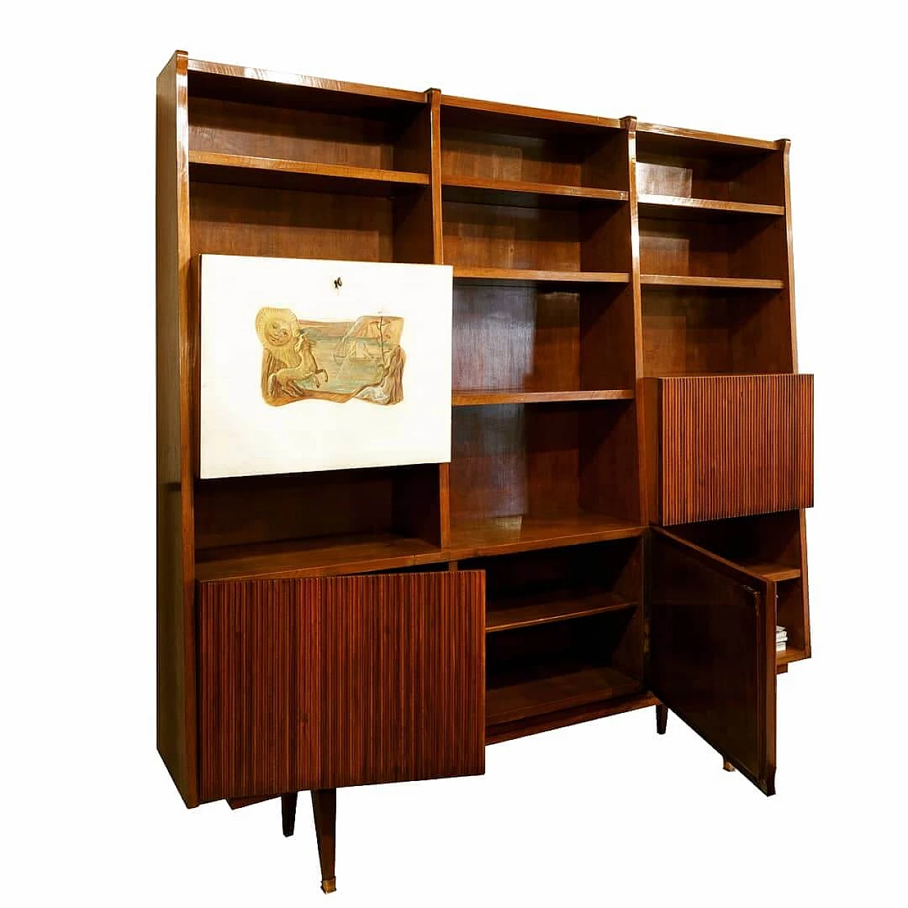 Libreria in legno grissinato nello stile di Gio Ponti, anni '50 1234606