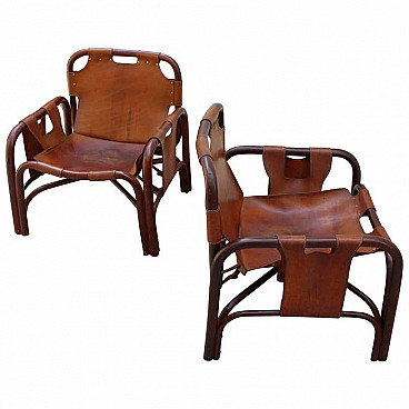 Pair of Safari armchairs by Tito Agnoli for Bonacina, 1960s