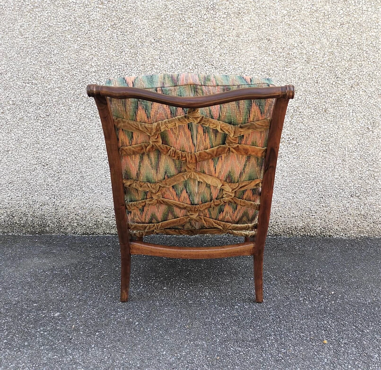 Armchair in wood, metal mesh and Missioni fabric by Ezio Longhi for Elam, 50s 1234904