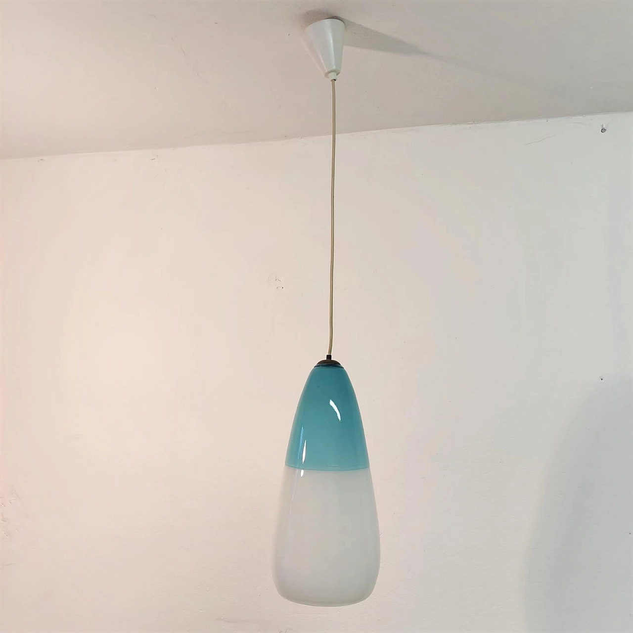 Lampadario a sigaro in vetro di Murano soffiato attribuito a Massimo Vignelli, anni '50 1234946