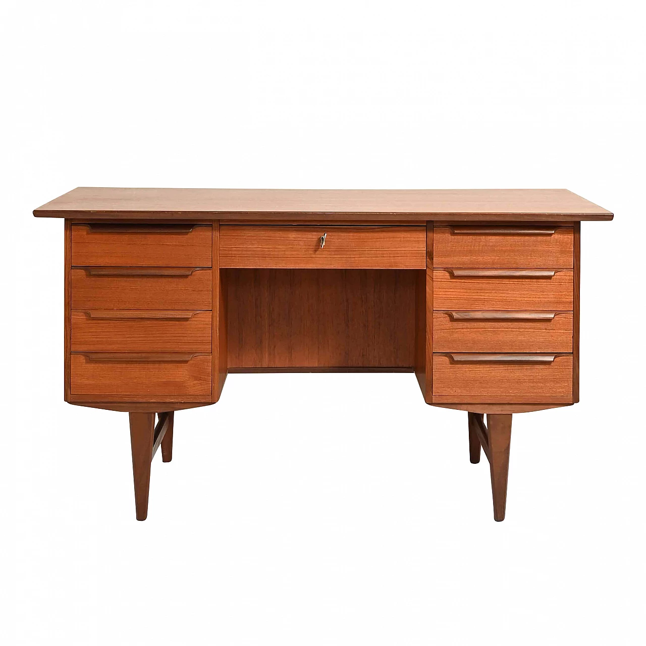 Desk in teak with drawers and shelf compartment on the back, 50s 1235067