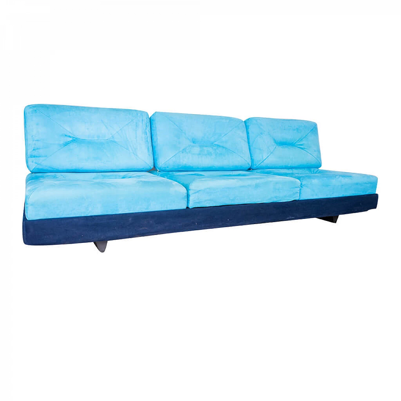 3 Seater blue alcantara sofa by Saporiti Italia, 80s 1235105