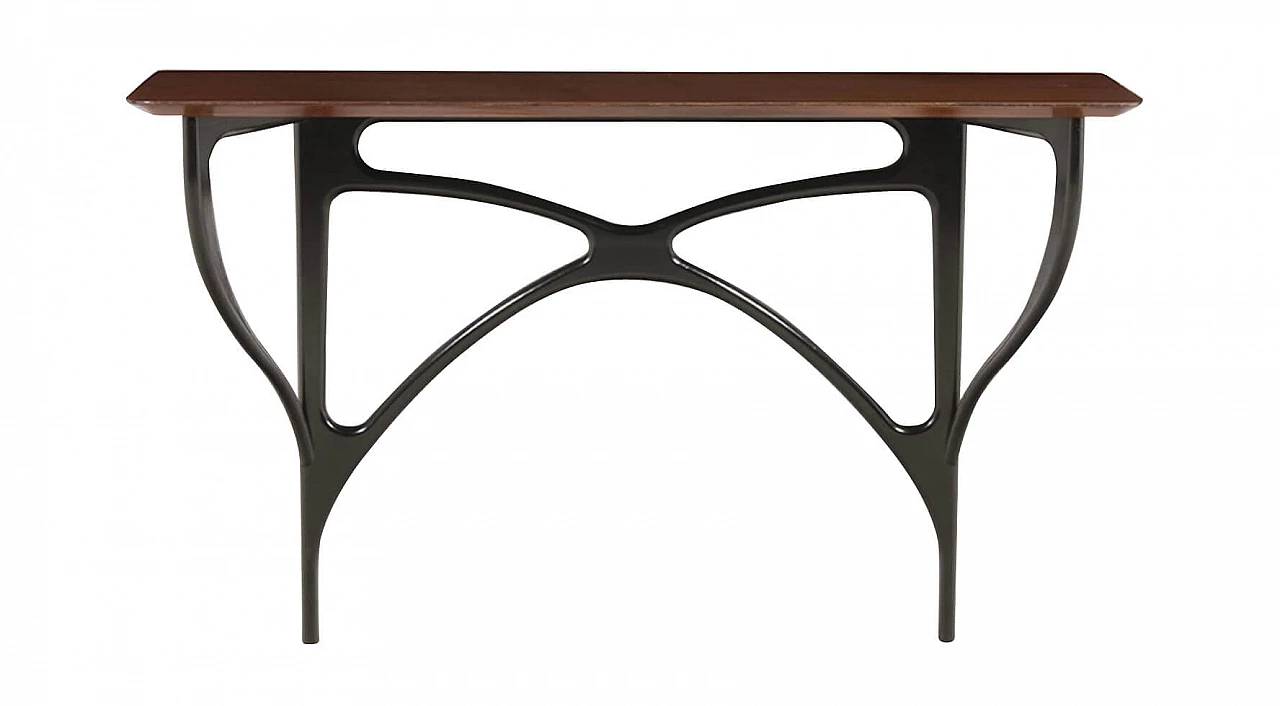Console table in ebonised wood and mahogany top by Ico Parisi for Spartaco Brugnoli, 40s 1235119