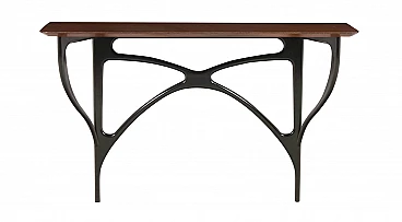 Console table in ebonised wood and mahogany top by Ico Parisi for Spartaco Brugnoli, 40s