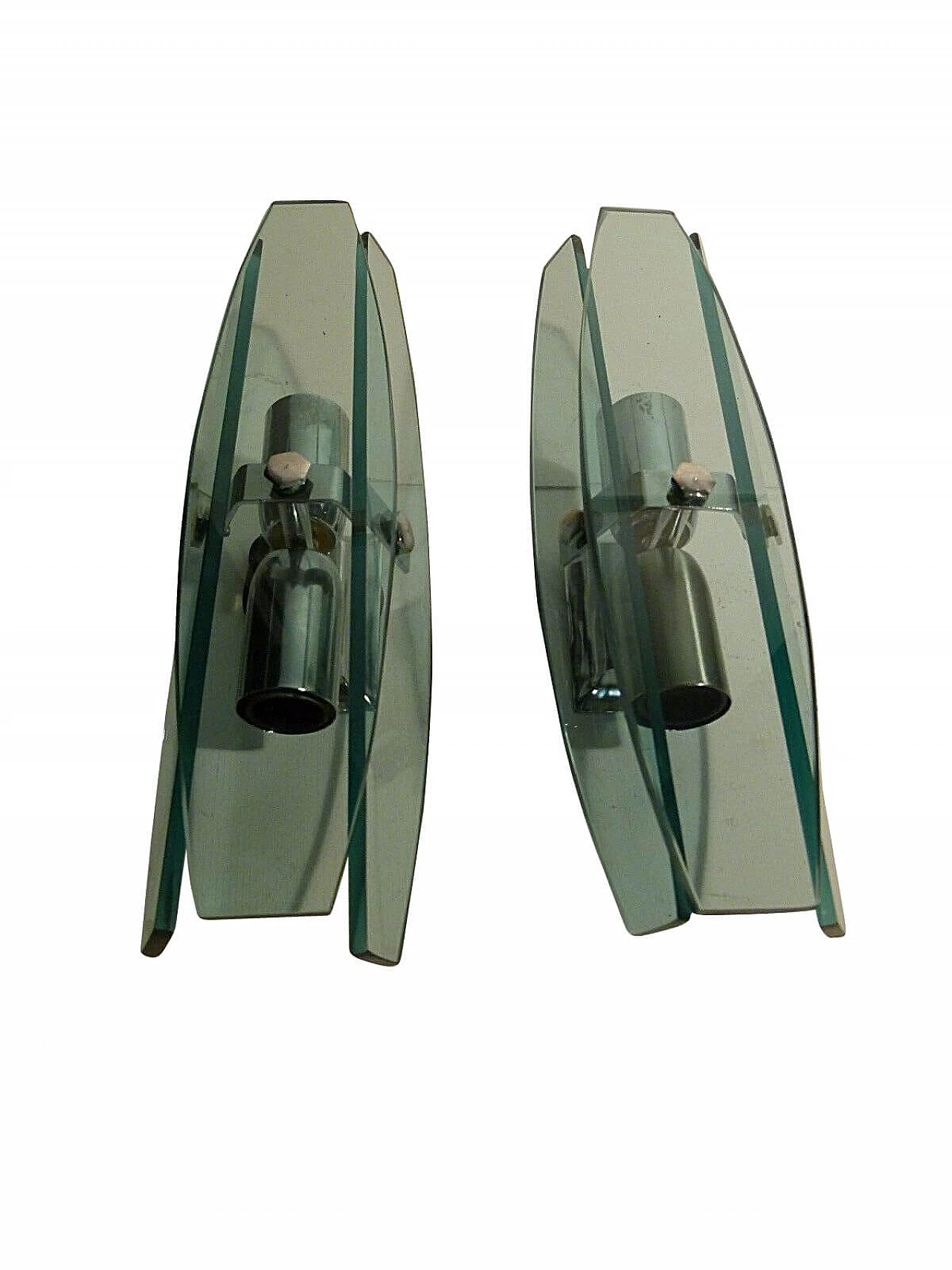 Coppia di applique in vetro e metallo di Veca, anni '60 1235139