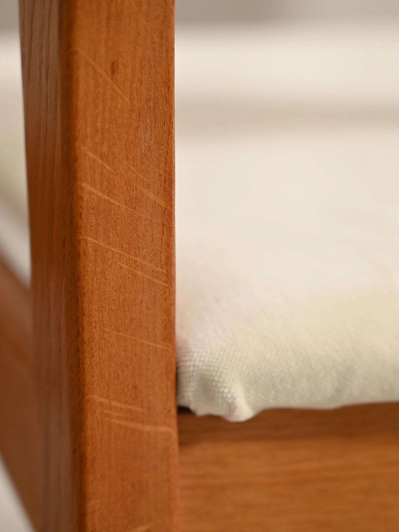 4 Danish chairs with rattan and velvet seat, 60s 1235462