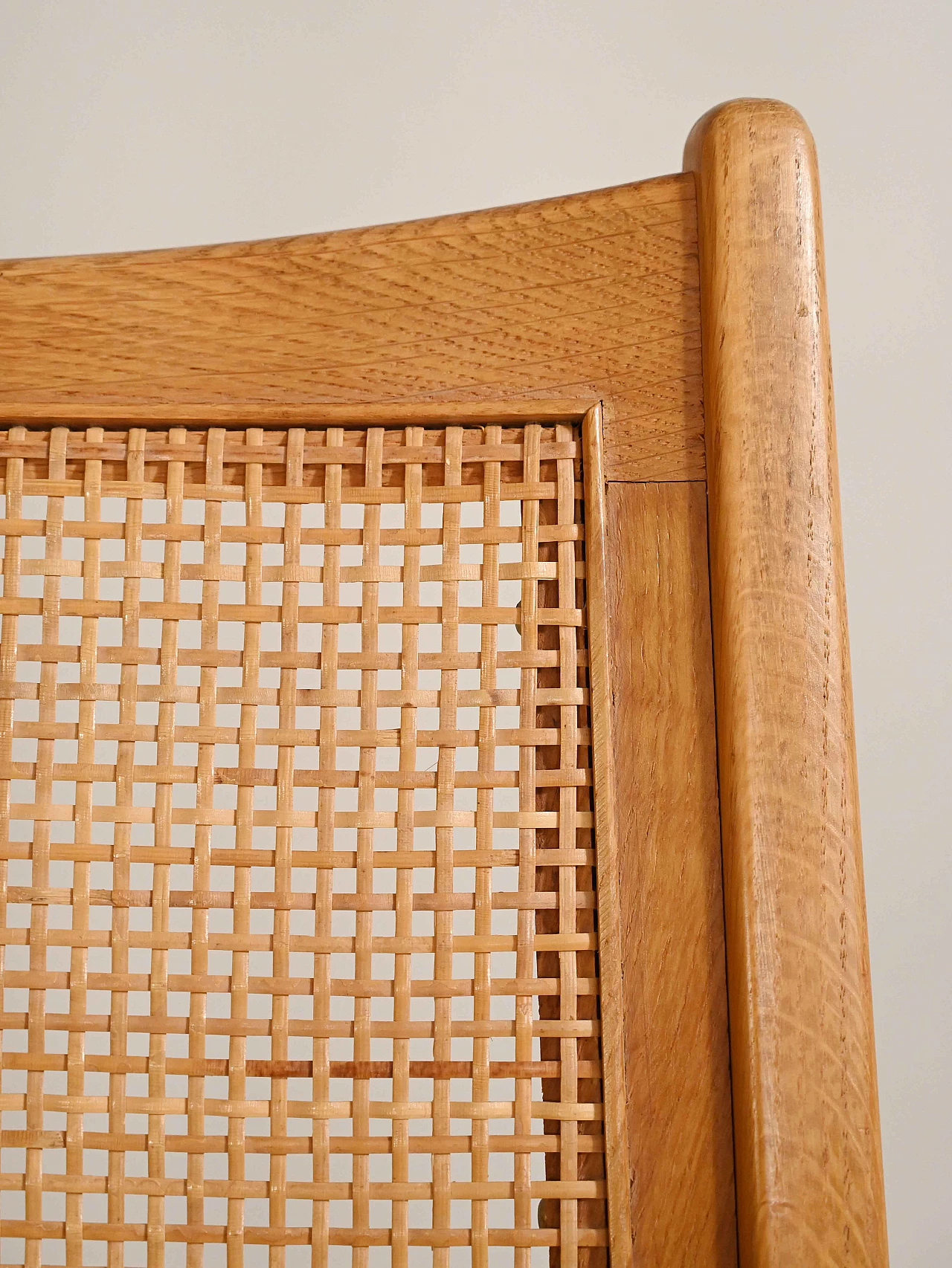 4 Danish chairs with rattan and velvet seat, 60s 1235465