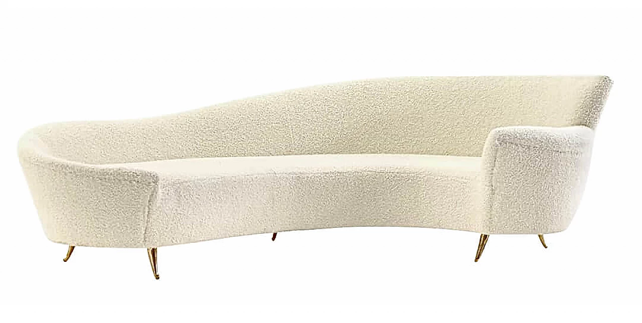 Sofa with brass feet by Federico Munari for Isa Bergamo, 50s 1235656