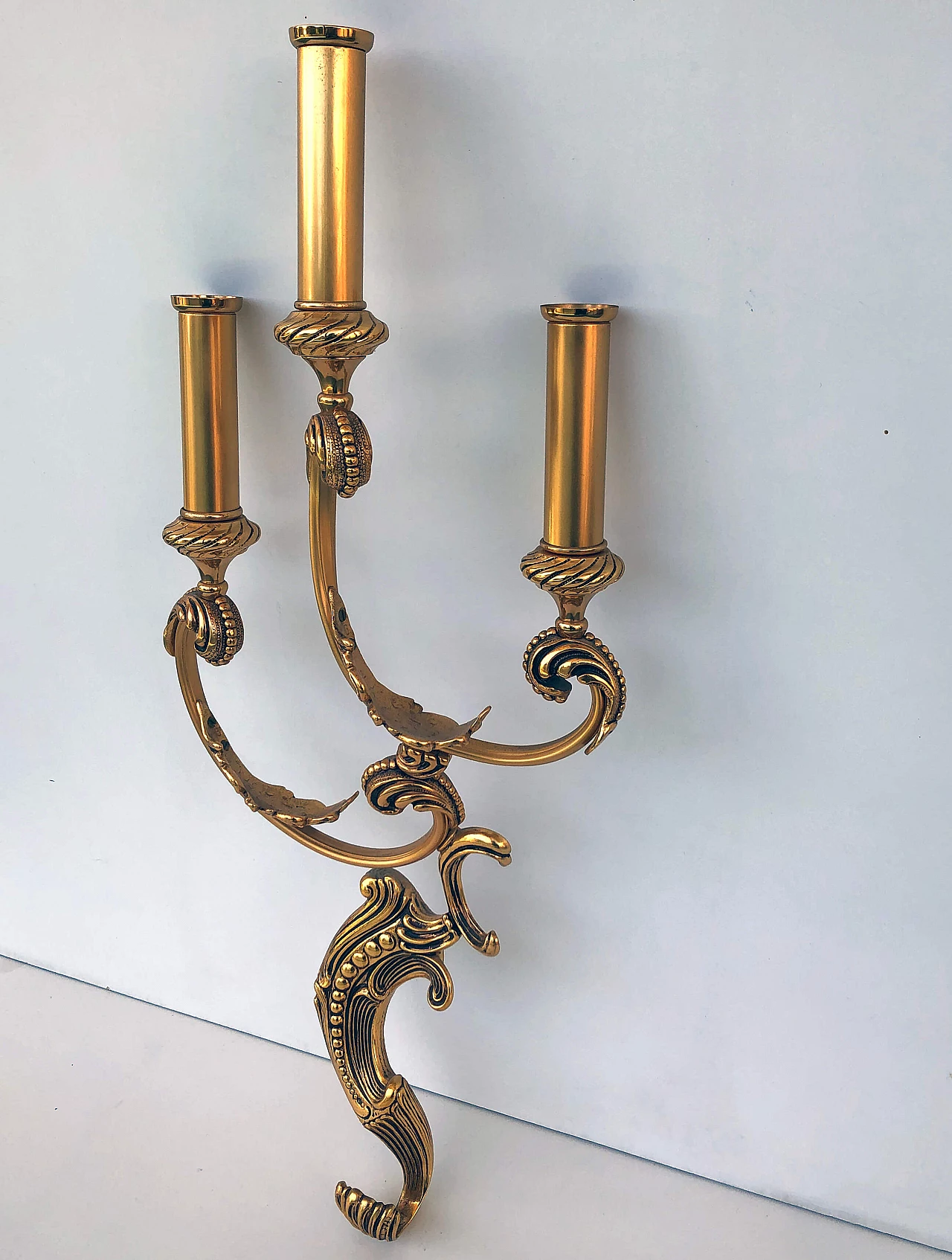 Pair of wall lamps in brass, 60s 1235805