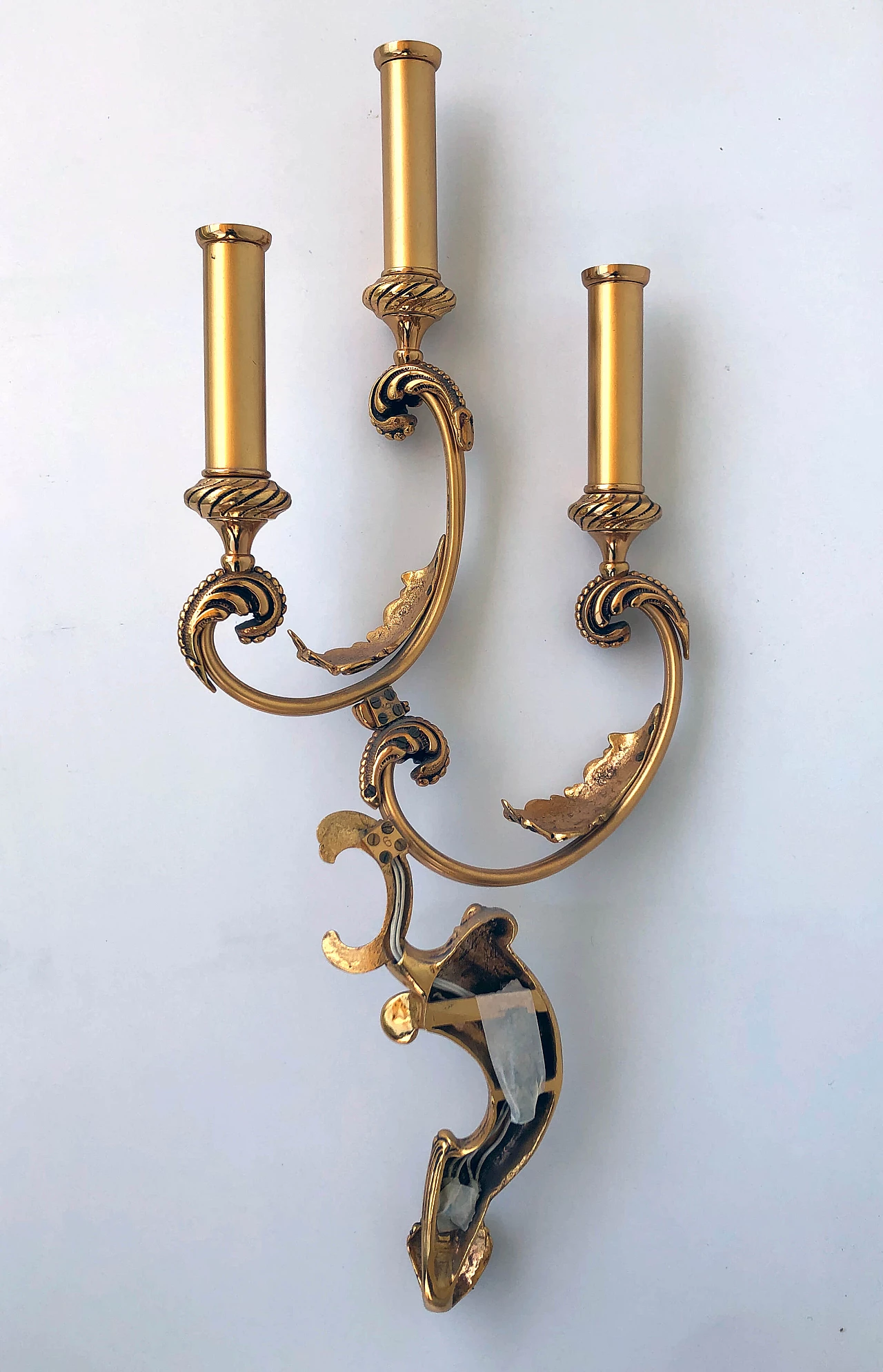 Pair of wall lamps in brass, 60s 1235808