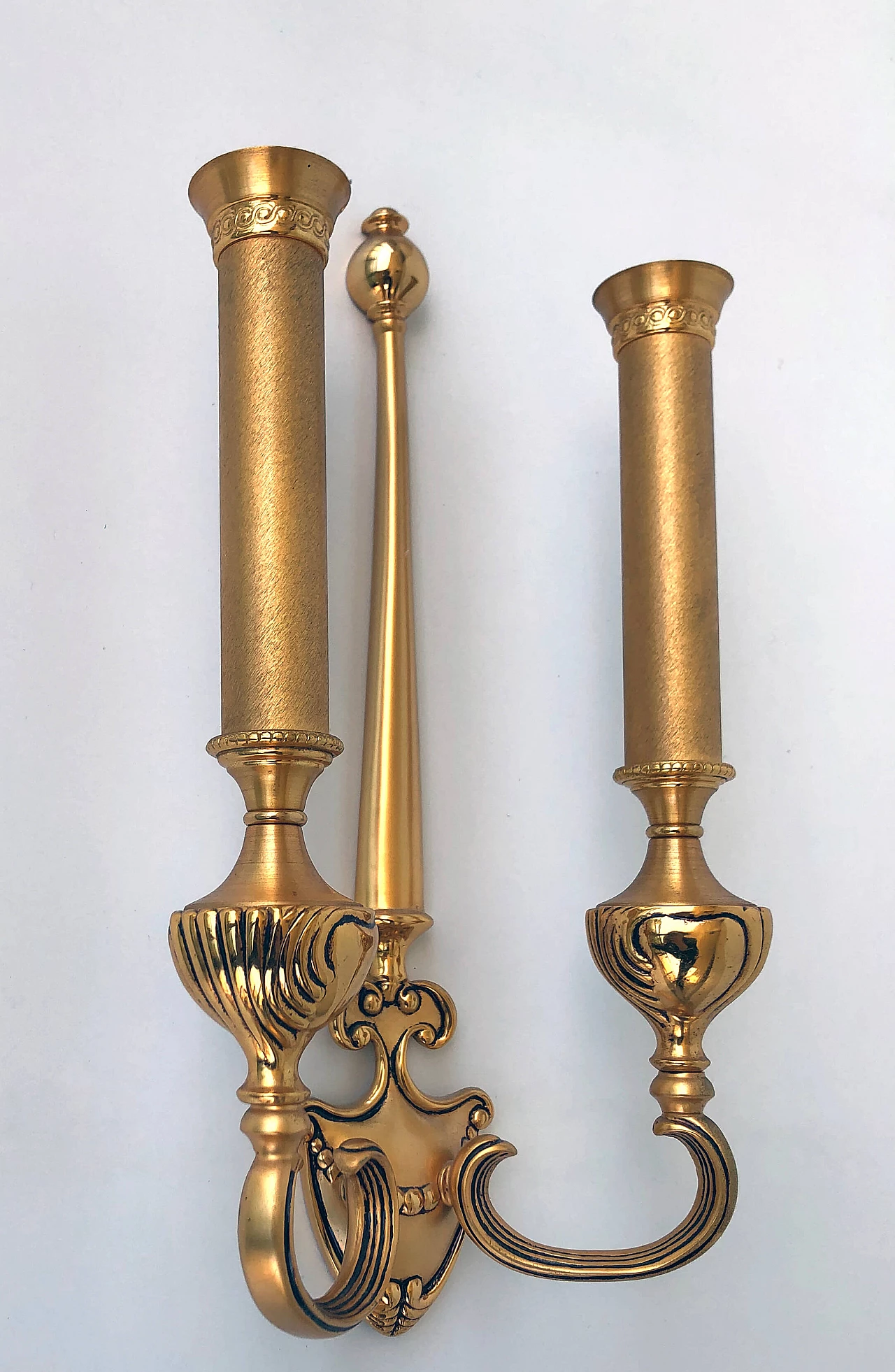 Pair of brass wall lamps, 60s 1235811