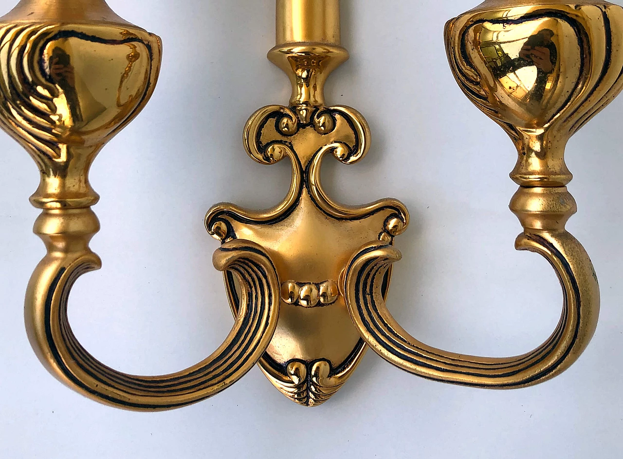 Pair of brass wall lamps, 60s 1235812