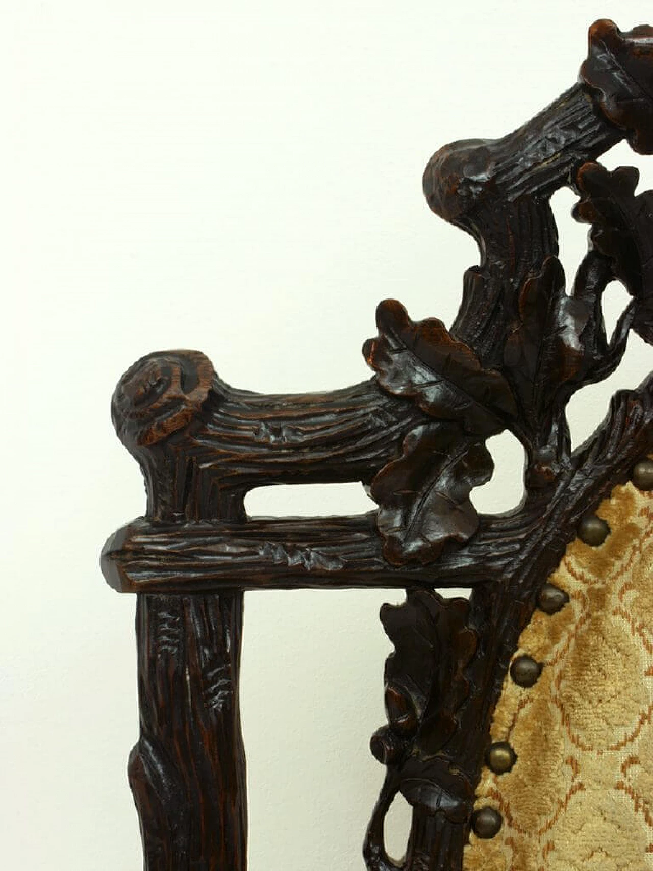 Dutch Black Forest style armchair in walnut and velvet by Gebroeders Horrix, 19th century 1236019