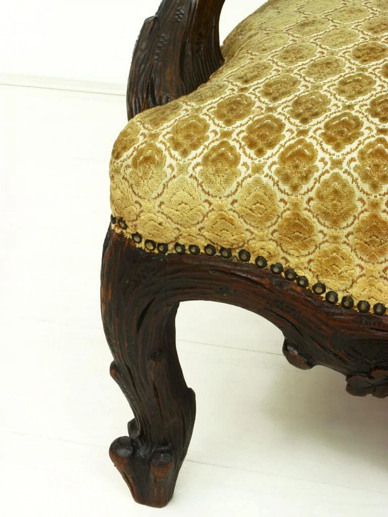 Dutch Black Forest style armchair in walnut and velvet by Gebroeders Horrix, 19th century 1236022