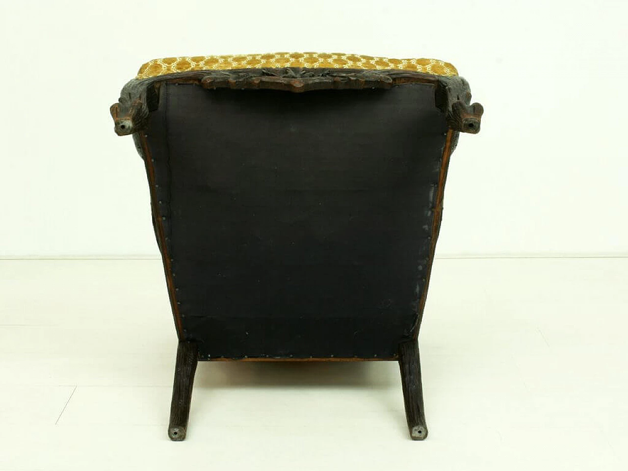 Dutch Black Forest style armchair in walnut and velvet by Gebroeders Horrix, 19th century 1236027
