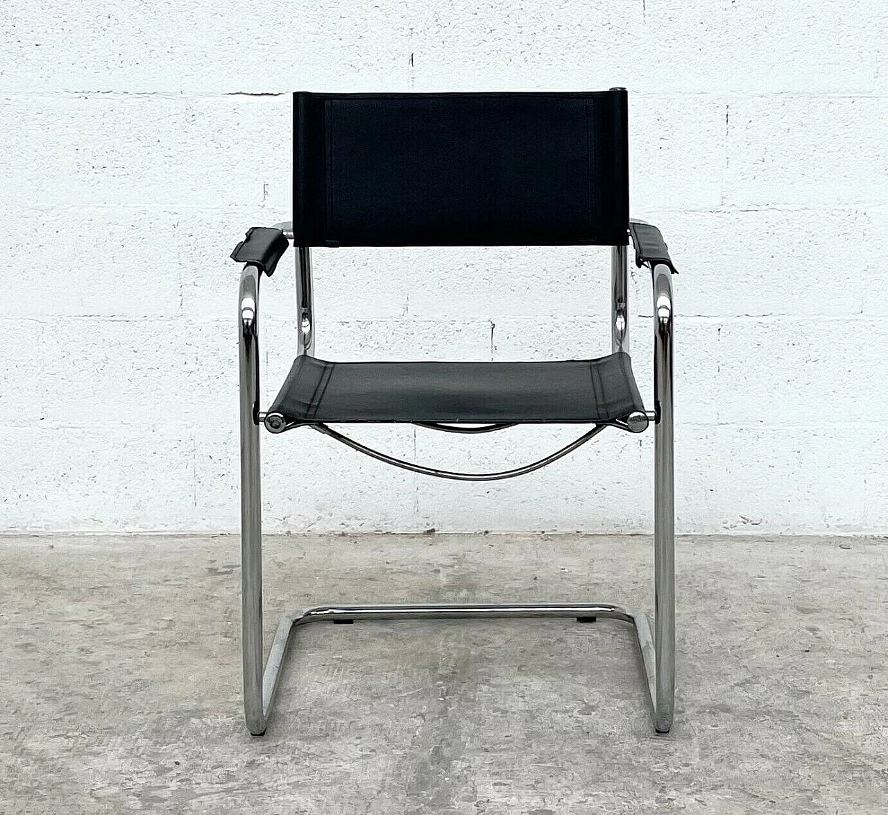 S34 chair with armrests in leather by Mart Stam for Thonet, 60s 1236041