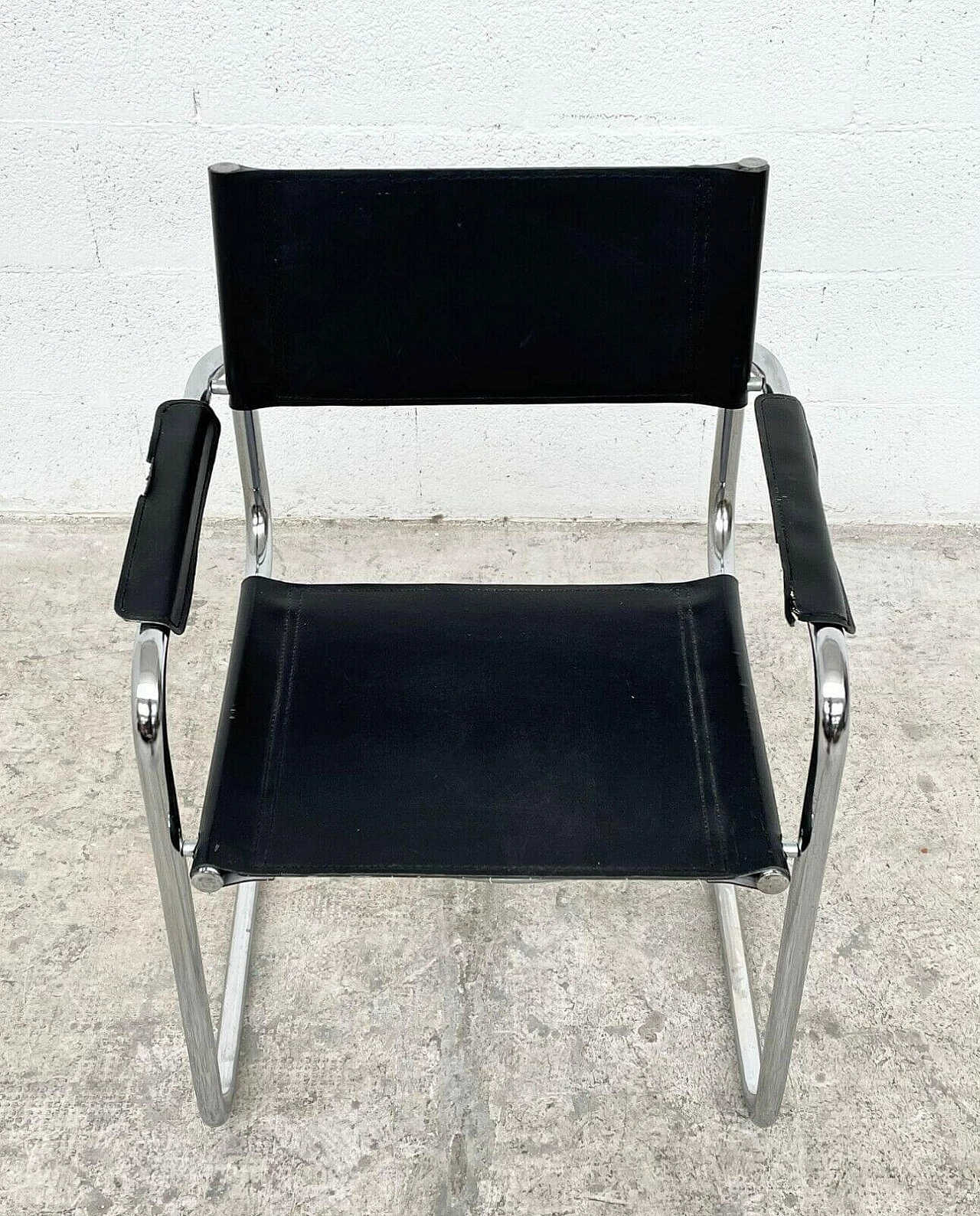S34 chair with armrests in leather by Mart Stam for Thonet, 60s 1236042