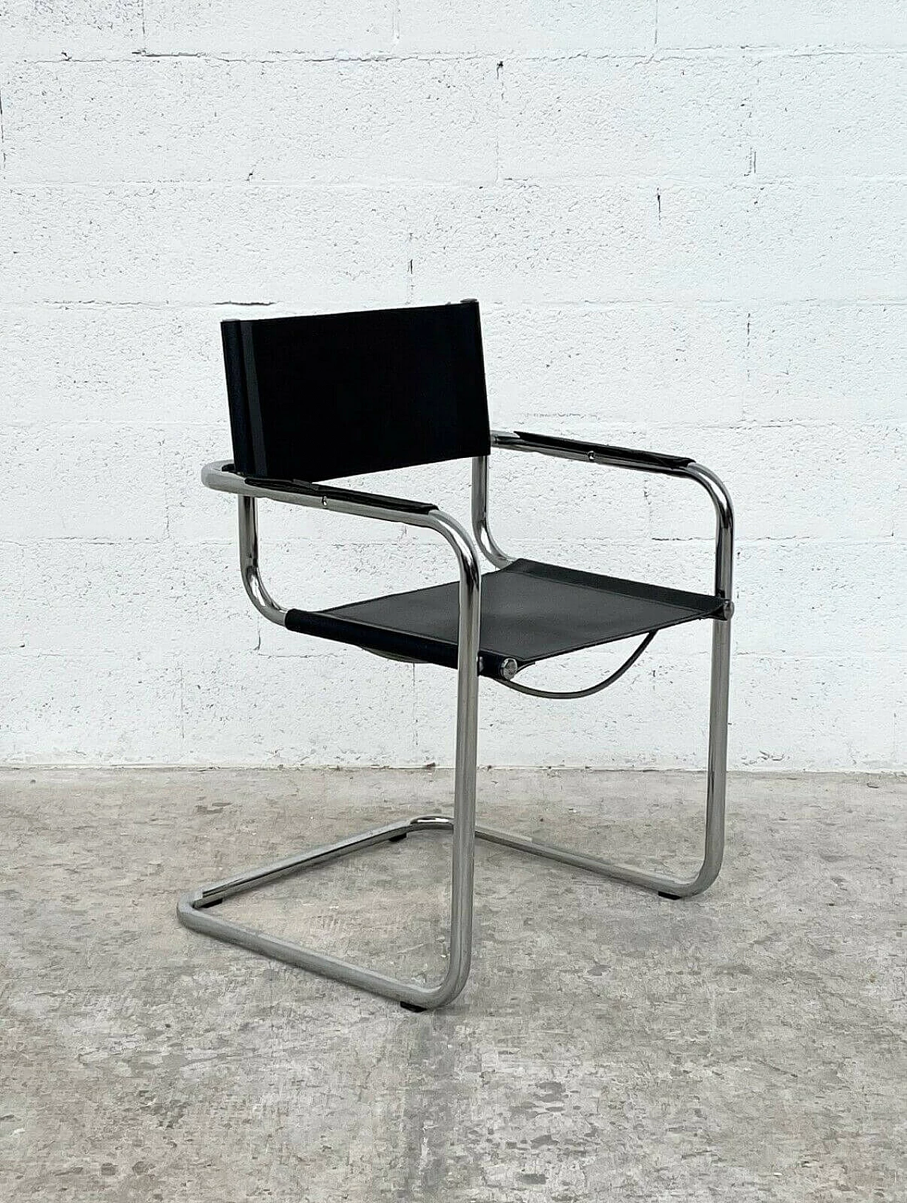 S34 chair with armrests in leather by Mart Stam for Thonet, 60s 1236047
