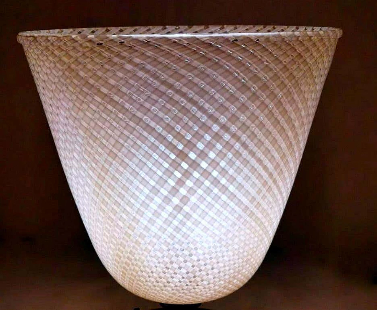 Table lamp in Murano glass with reticello workmanship and brass by Dino Martens for Aureliano Toso, 30s 1236052