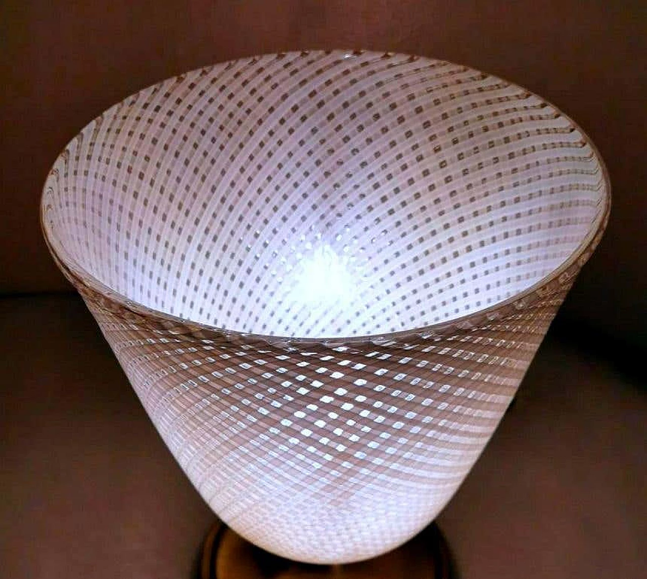 Table lamp in Murano glass with reticello workmanship and brass by Dino Martens for Aureliano Toso, 30s 1236053