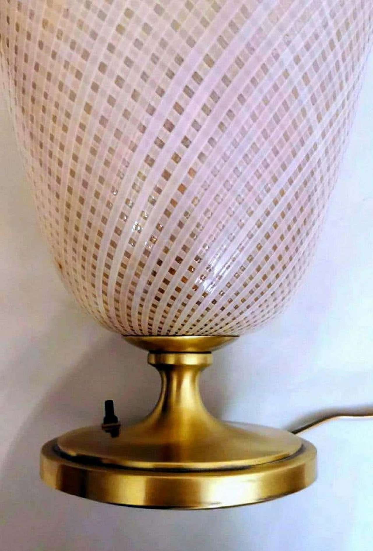 Table lamp in Murano glass with reticello workmanship and brass by Dino Martens for Aureliano Toso, 30s 1236058