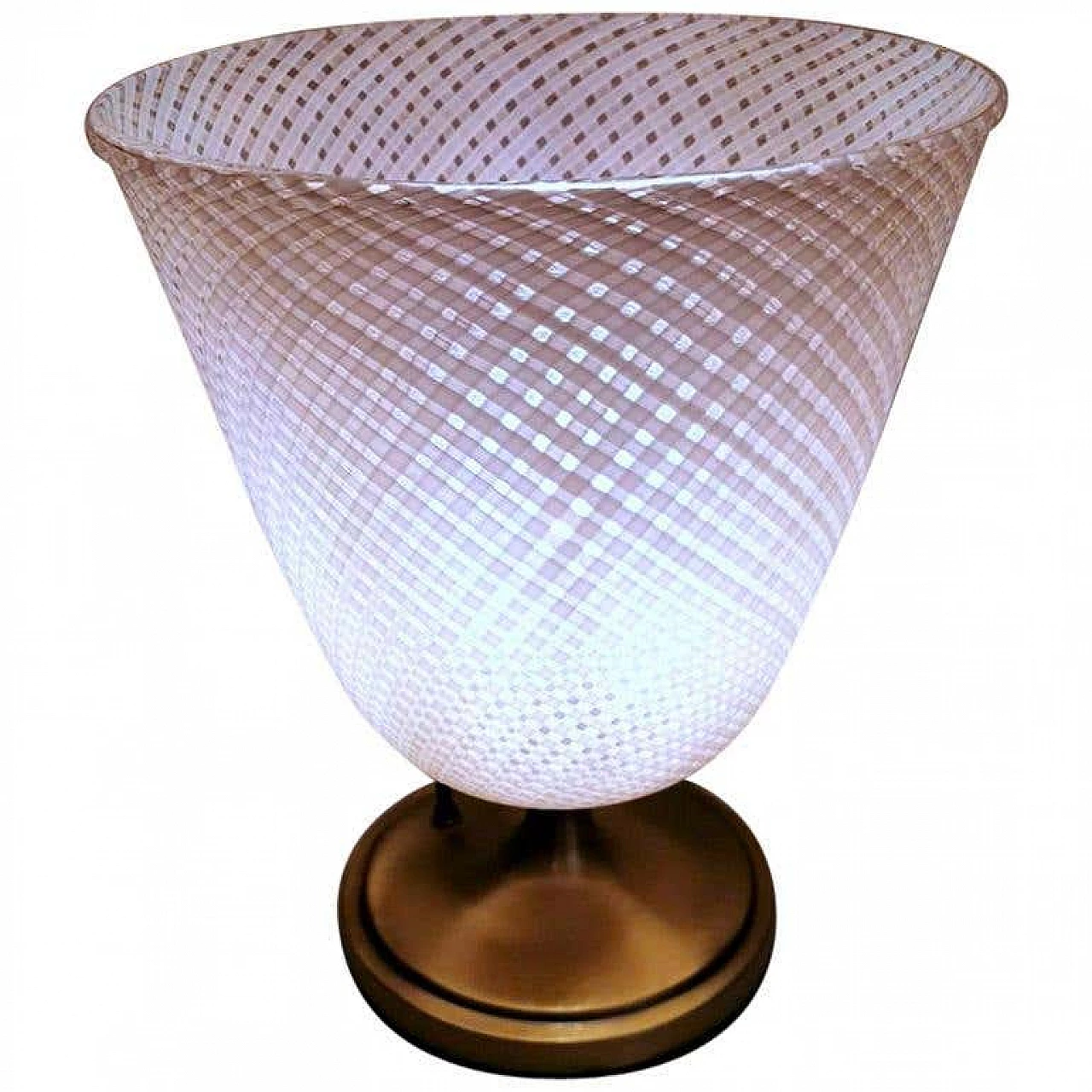 Table lamp in Murano glass with reticello workmanship and brass by Dino Martens for Aureliano Toso, 30s 1236067