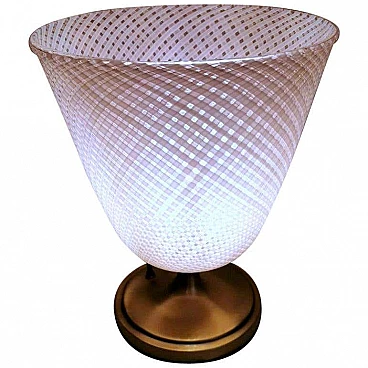 Table lamp in Murano glass with reticello workmanship and brass by Dino Martens for Aureliano Toso, 30s
