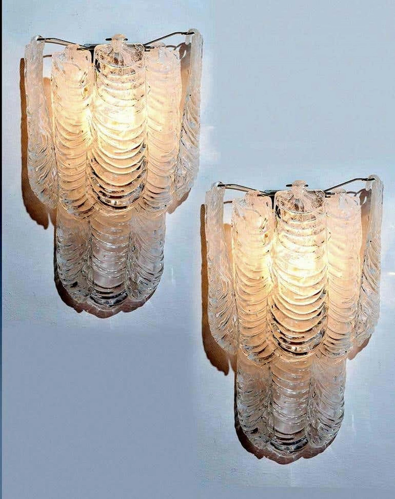 Pair of wall sconces in Murano glass and metalo by Mazzega, 60s 1236068