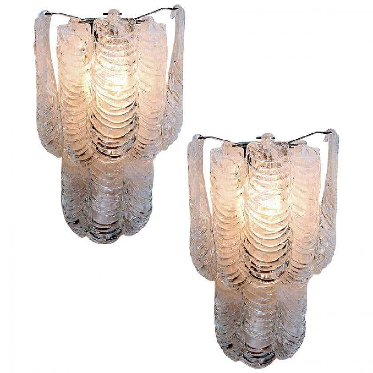 Pair of wall sconces in Murano glass and metalo by Mazzega, 60s 1236083