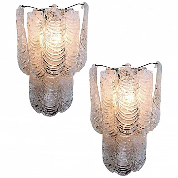 Pair of wall sconces in Murano glass and metalo by Mazzega, 60s