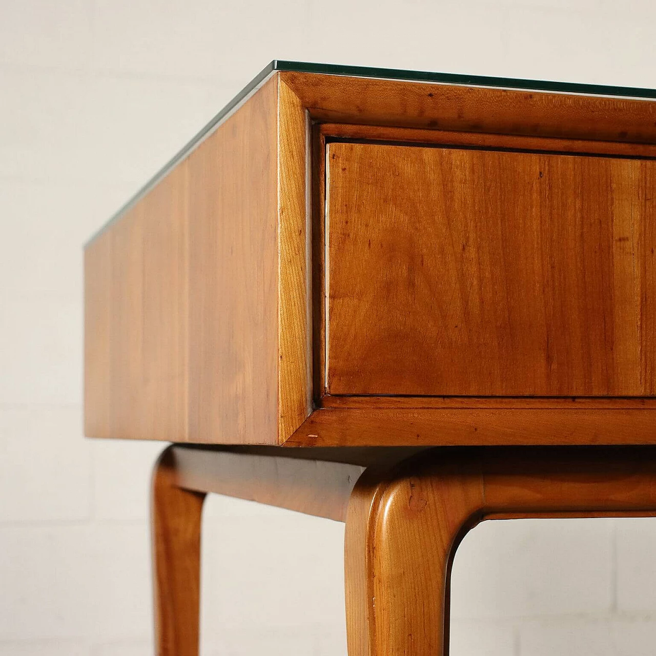 Desk in solid beech, cherry wood and glass, 50s 1236156