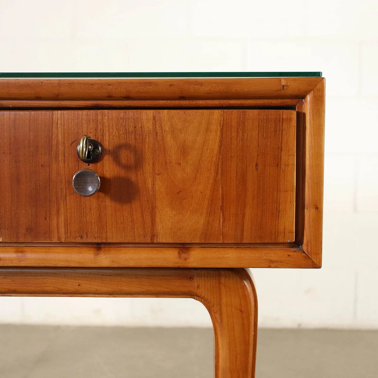 Desk in solid beech, cherry wood and glass, 50s 1236157
