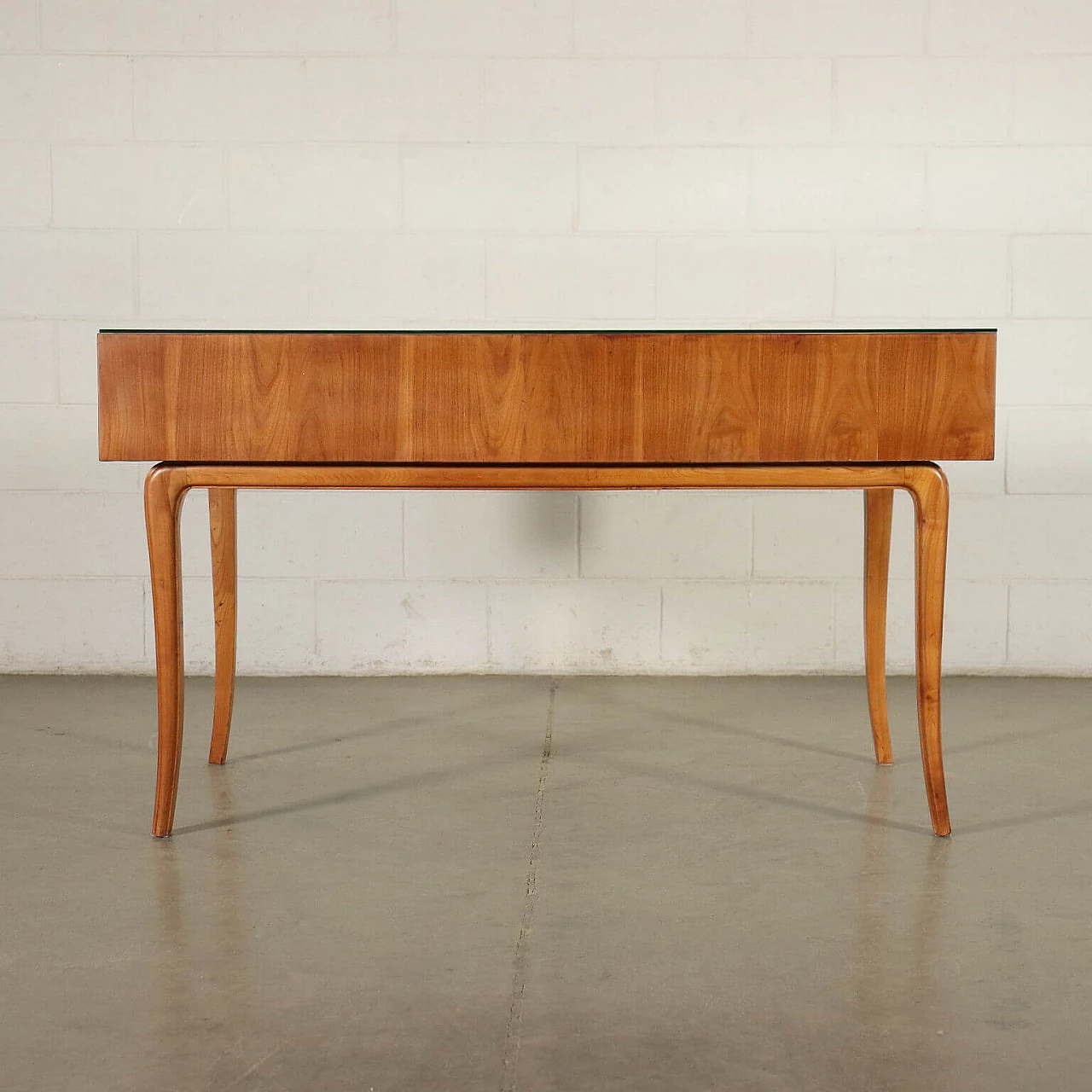 Desk in solid beech, cherry wood and glass, 50s 1236161