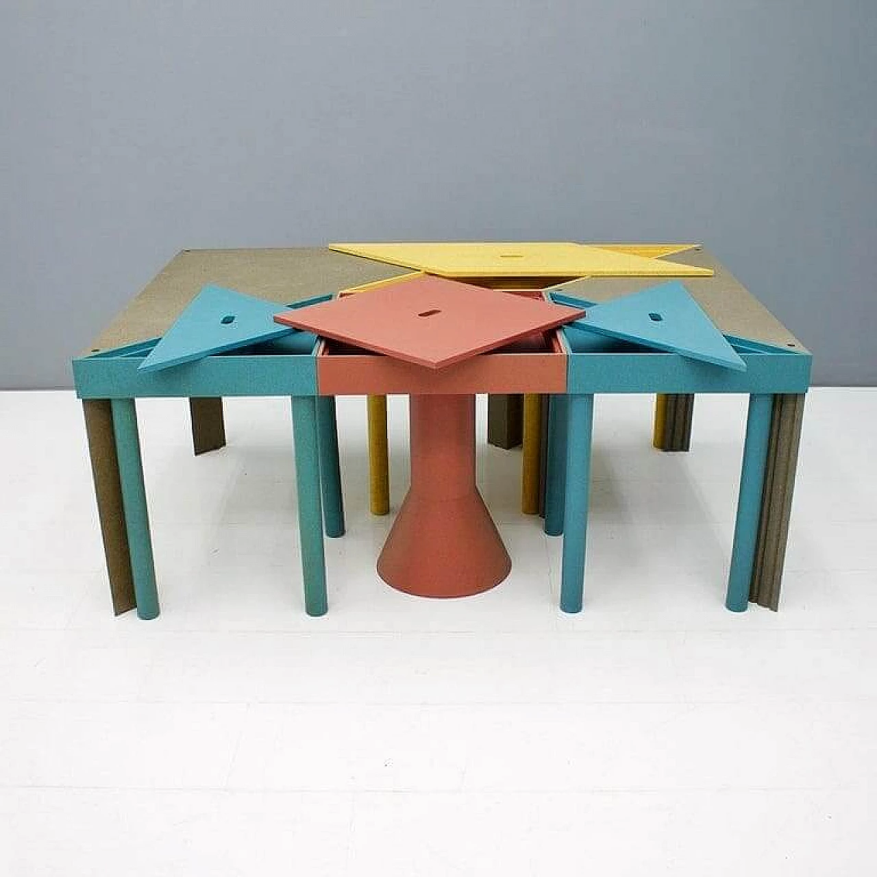 Tangram modular table by Morozzi for Cassina with 7 colorful design modules, 90s 1236324
