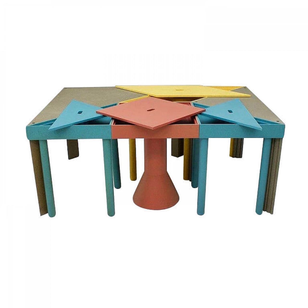 Tangram modular table by Morozzi for Cassina with 7 colorful design modules, 90s 1236517