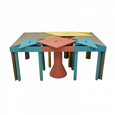 Tangram modular table by Morozzi for Cassina with 7 colorful design modules, 90s