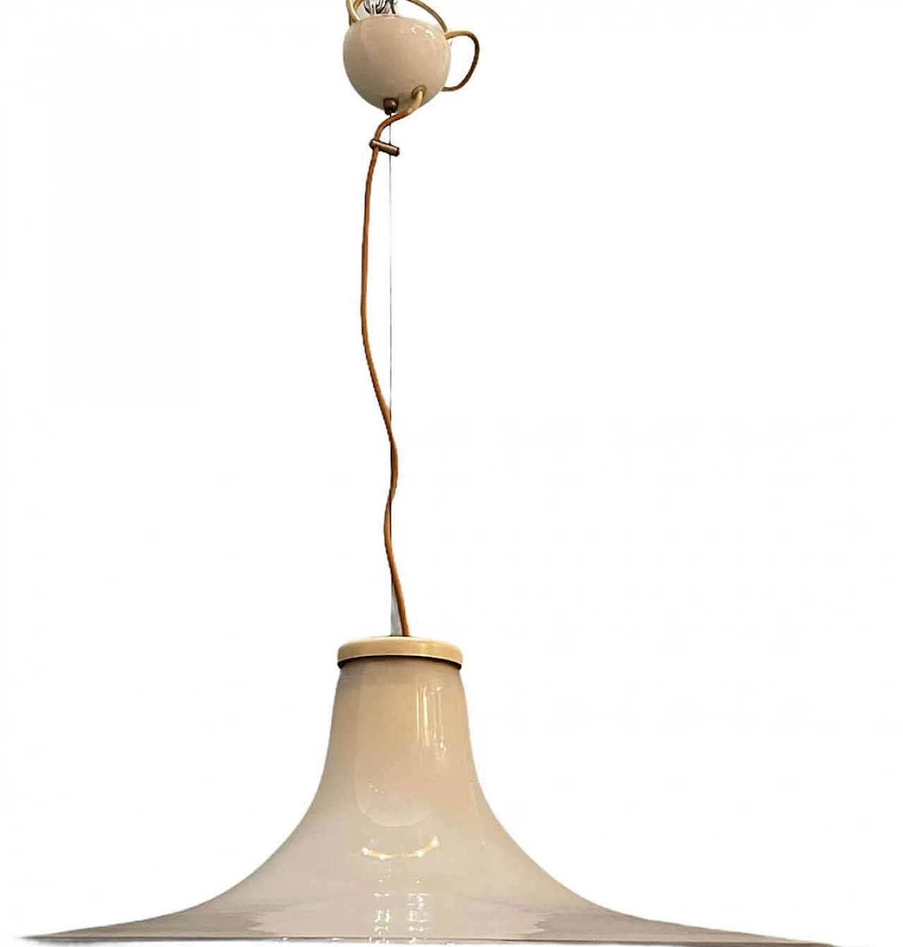 Lampada pendente in vetro bianco e nero di Murano, anni '60 1236583