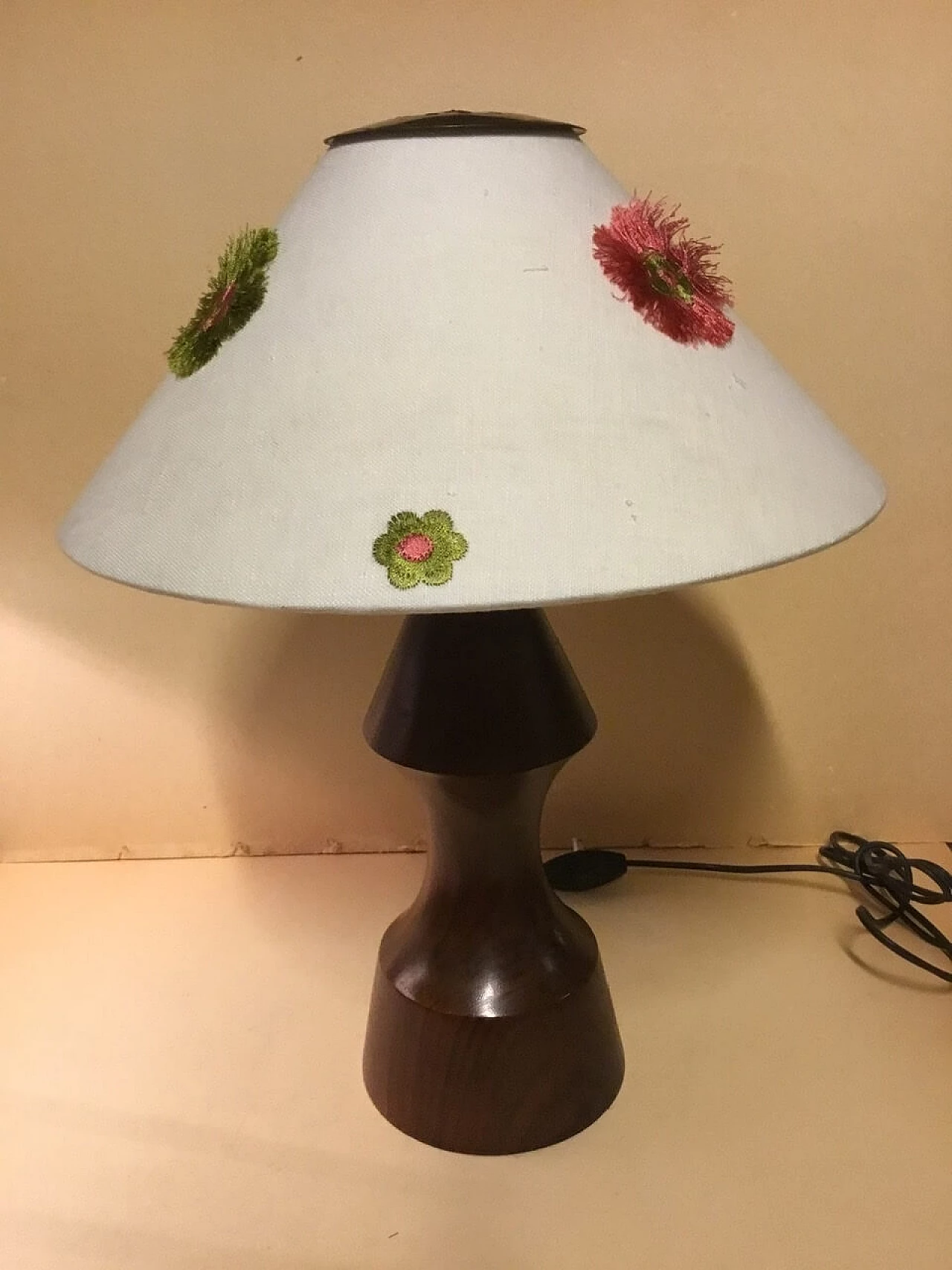 Table lamp in walnut wood, 60s 1236726