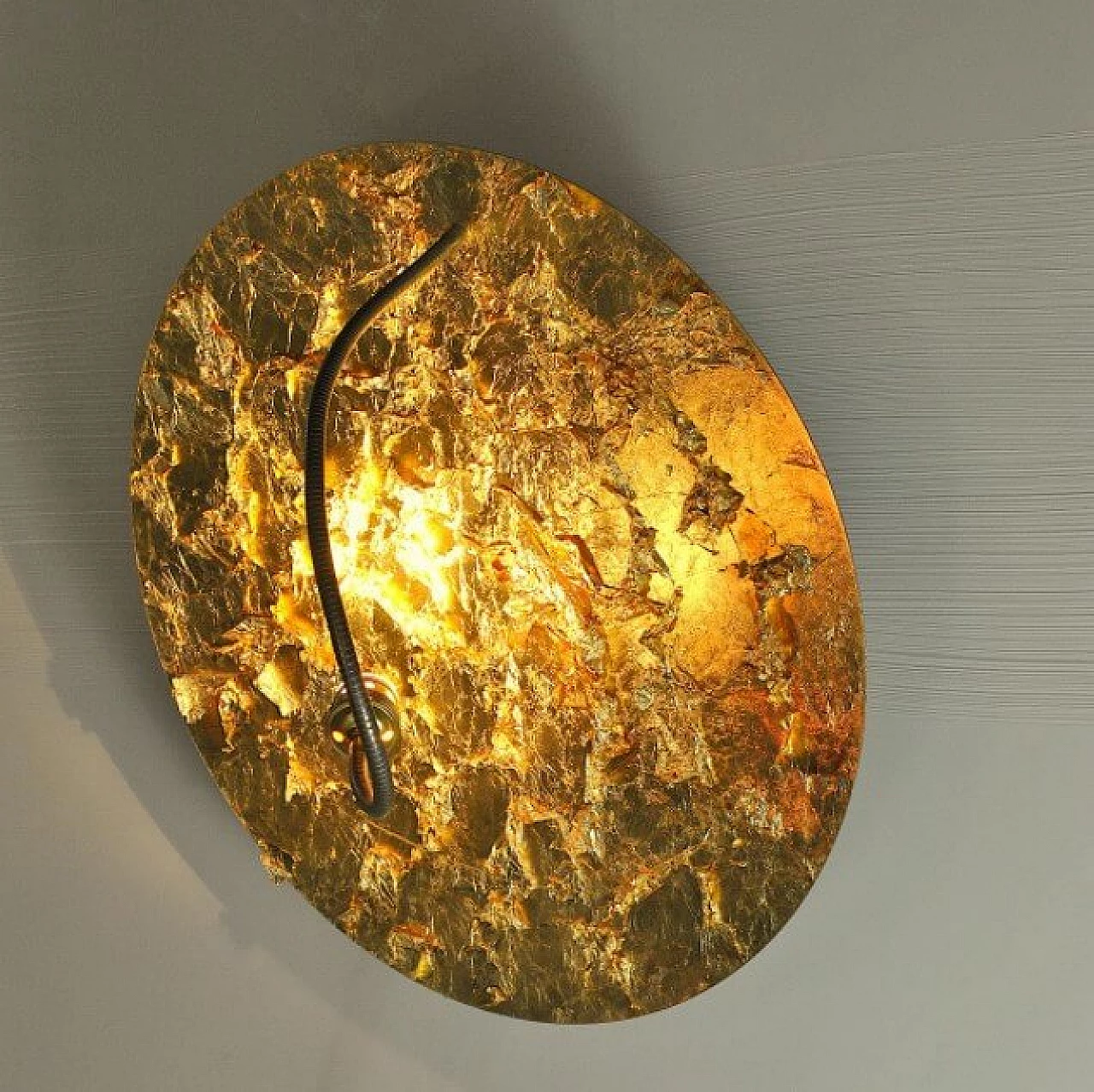 Lampada da parete Luna Piena in alluminio e foglia d'oro di Catellani & Smith, anni '90 1236818