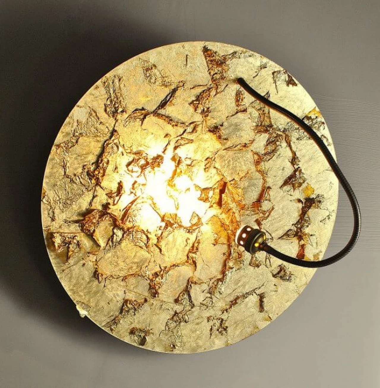 Lampada da parete Luna Piena in alluminio e foglia d'oro di Catellani & Smith, anni '90 1236820