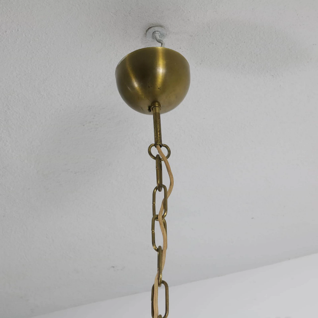 Chandelier with disks in smoked glass and brass, 1960s 1236922