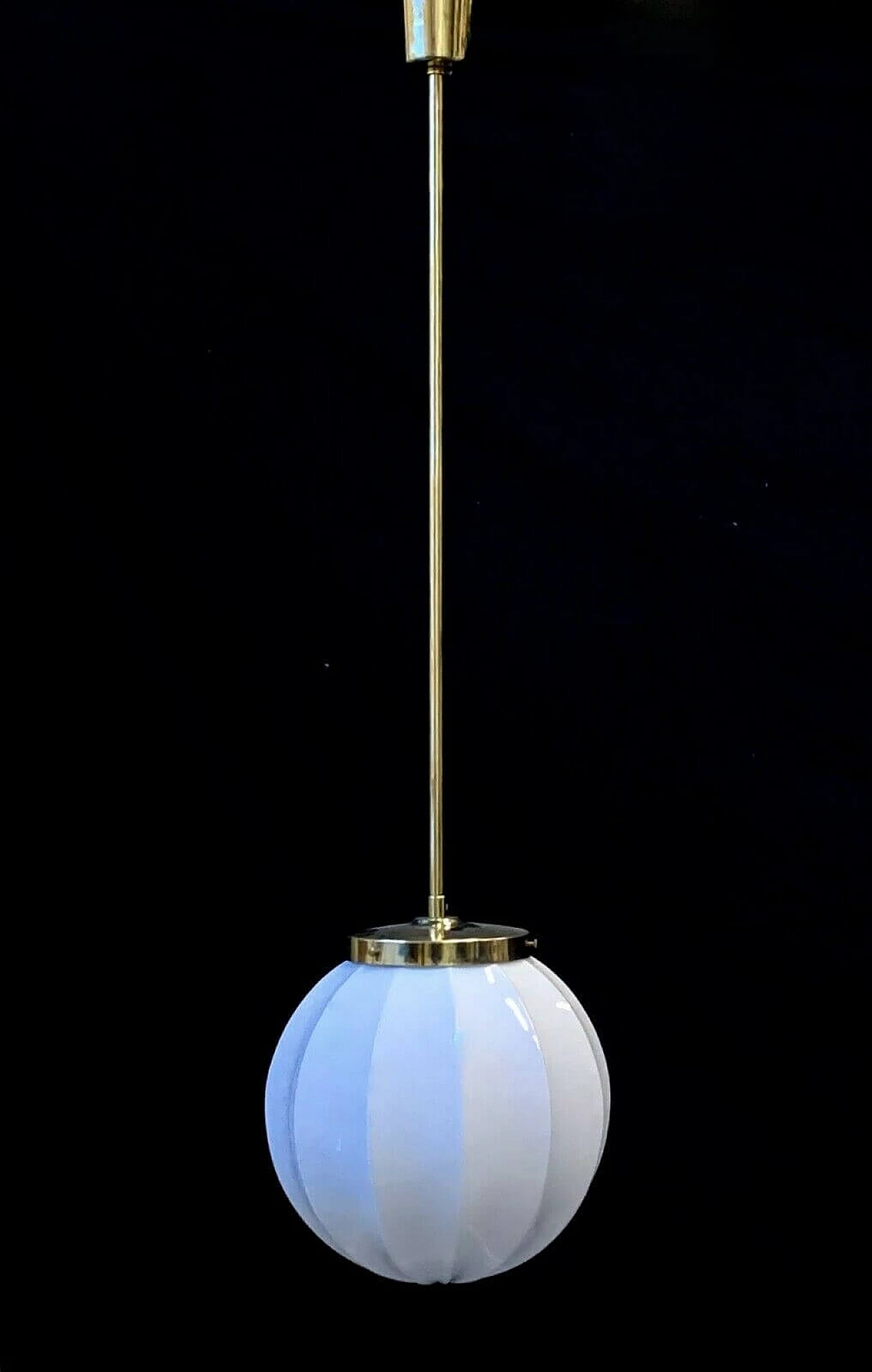 Lampadario in metallo e vetro attribuibile a Stilnovo, anni '50 1236962