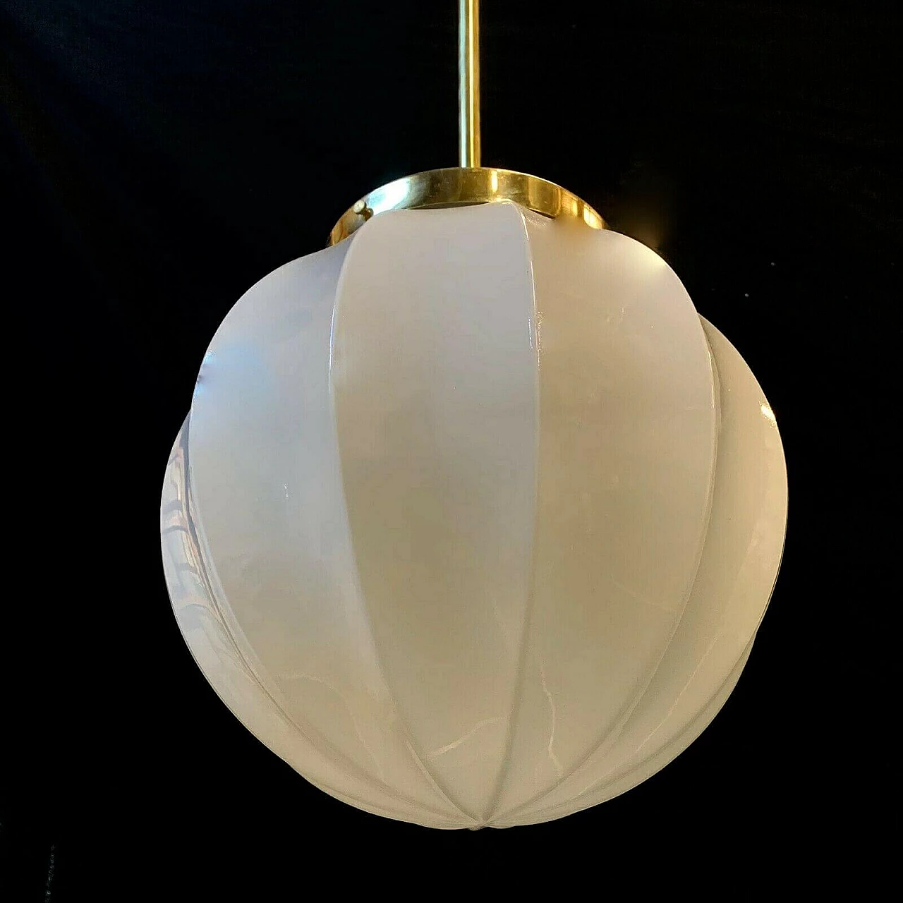 Lampadario in metallo e vetro attribuibile a Stilnovo, anni '50 1236967